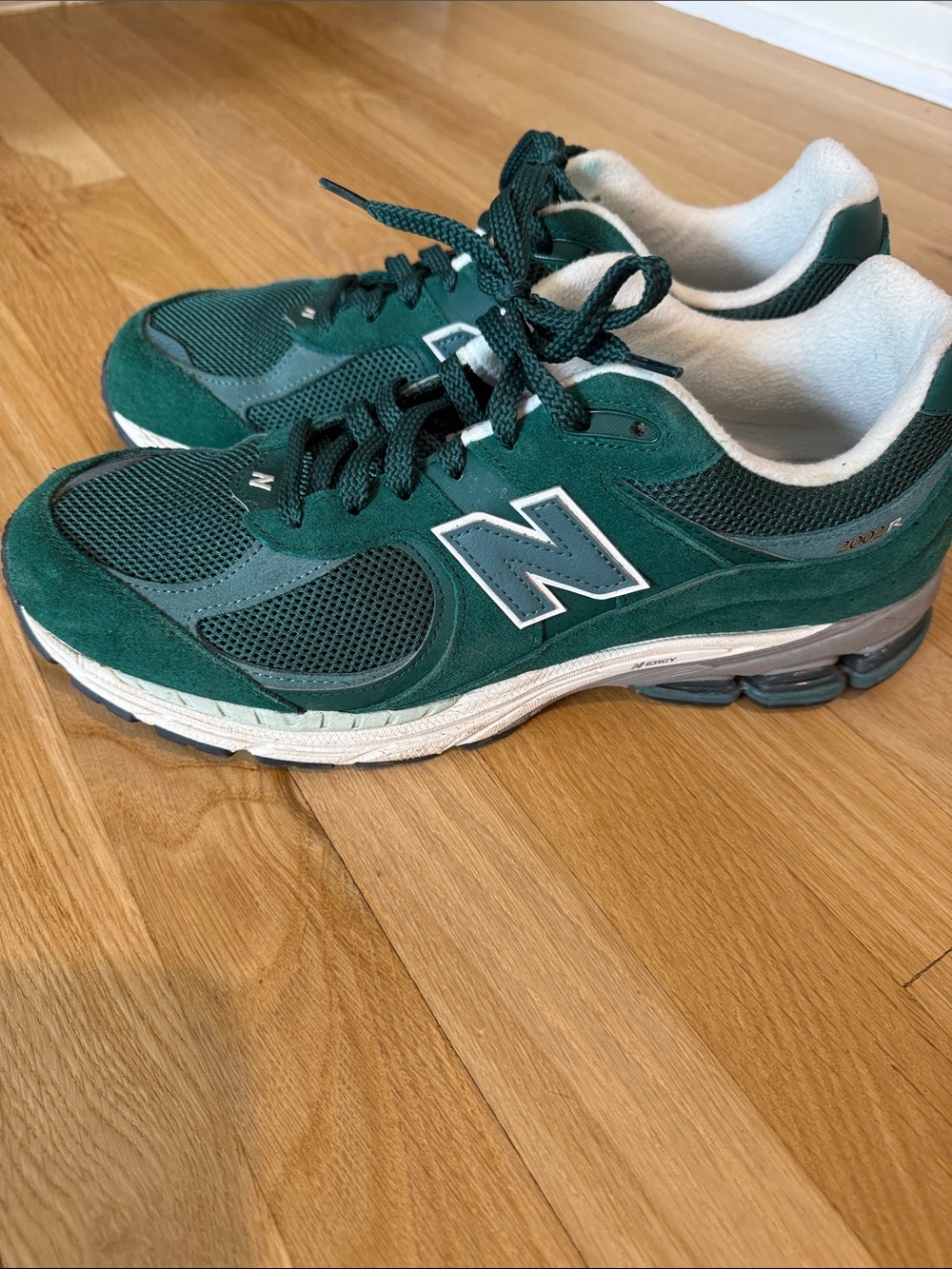 New Balance Men's Dark Green Athletic Sneakers with White Accents